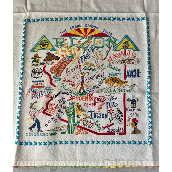Catstudio Arizona Dish Towels Set of 2 Cotton AZ Map Design 29x21 New Gift - Picture 3 of 14